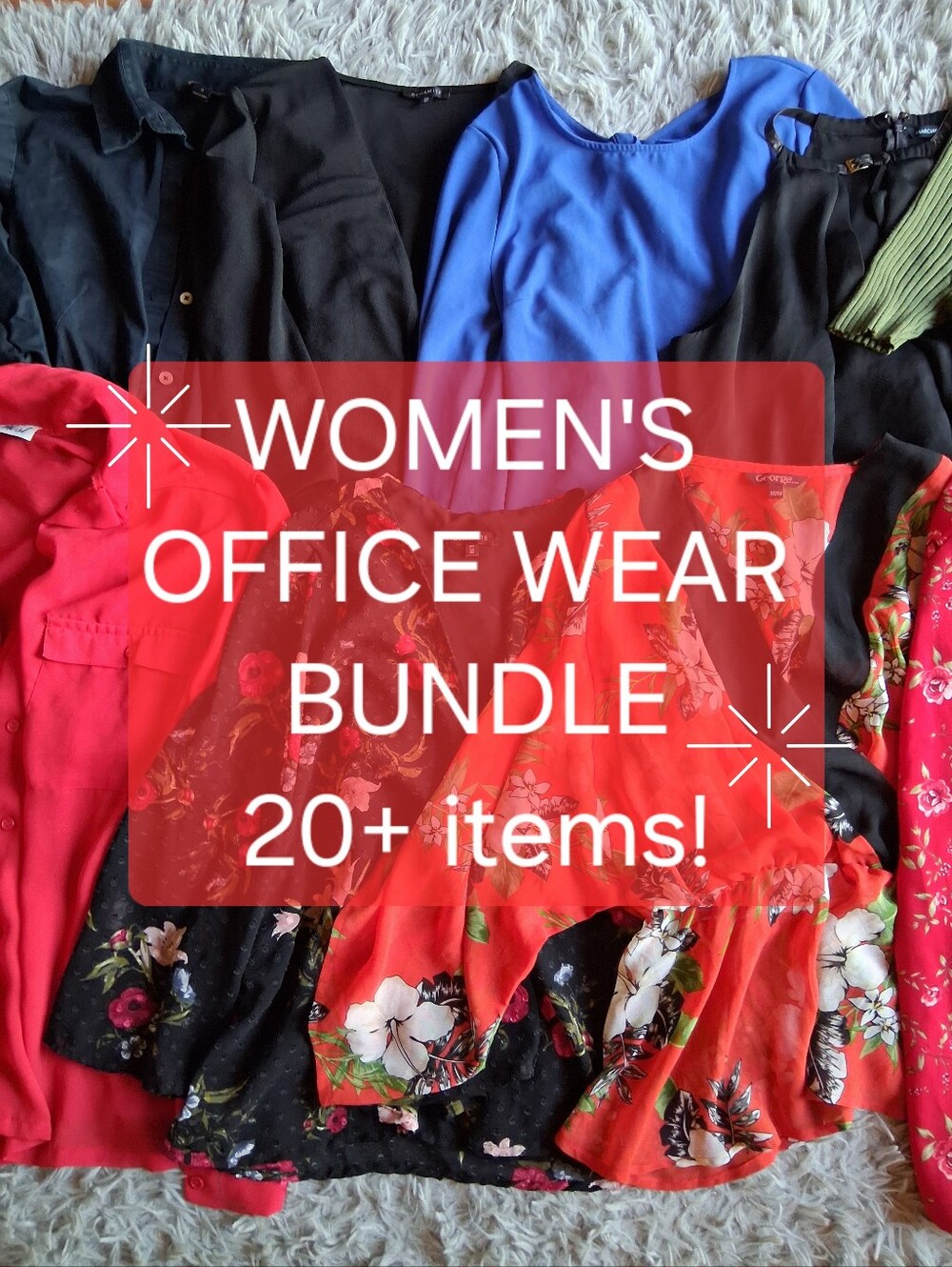 20+ WOMEN'S OFFICE BUNDLE - BLOUSES, DRESSES,PANTS, SKIRTS, SWEATERS